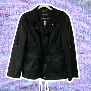 Banana Republic black tie waist utility jacket s